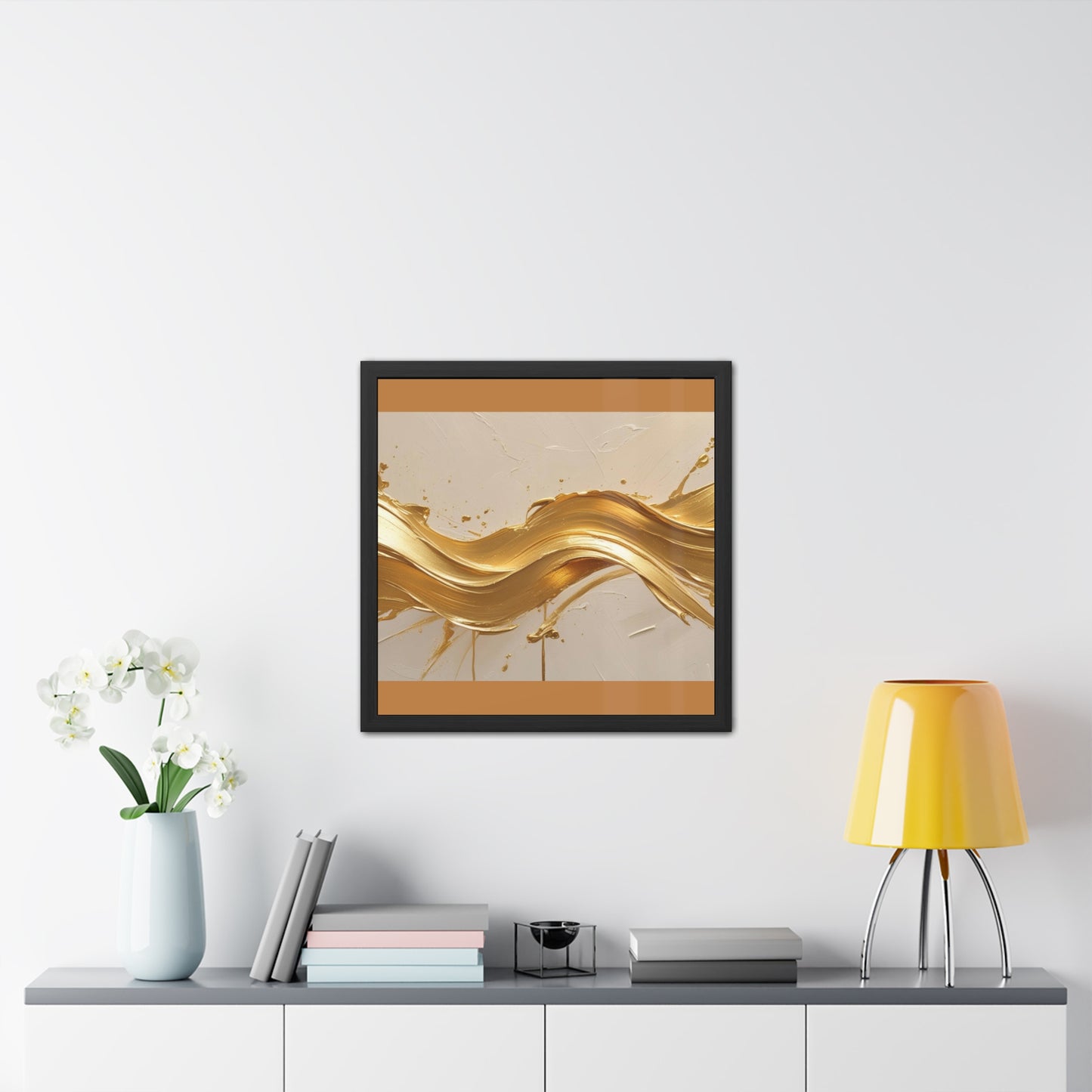 Elegant Gold Wave Framed Poster