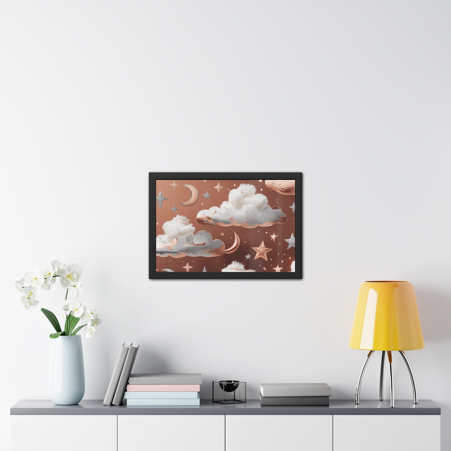 Cozy Celestial Framed Poster, Dreamy Nursery Artwor, Gift for Astronomers