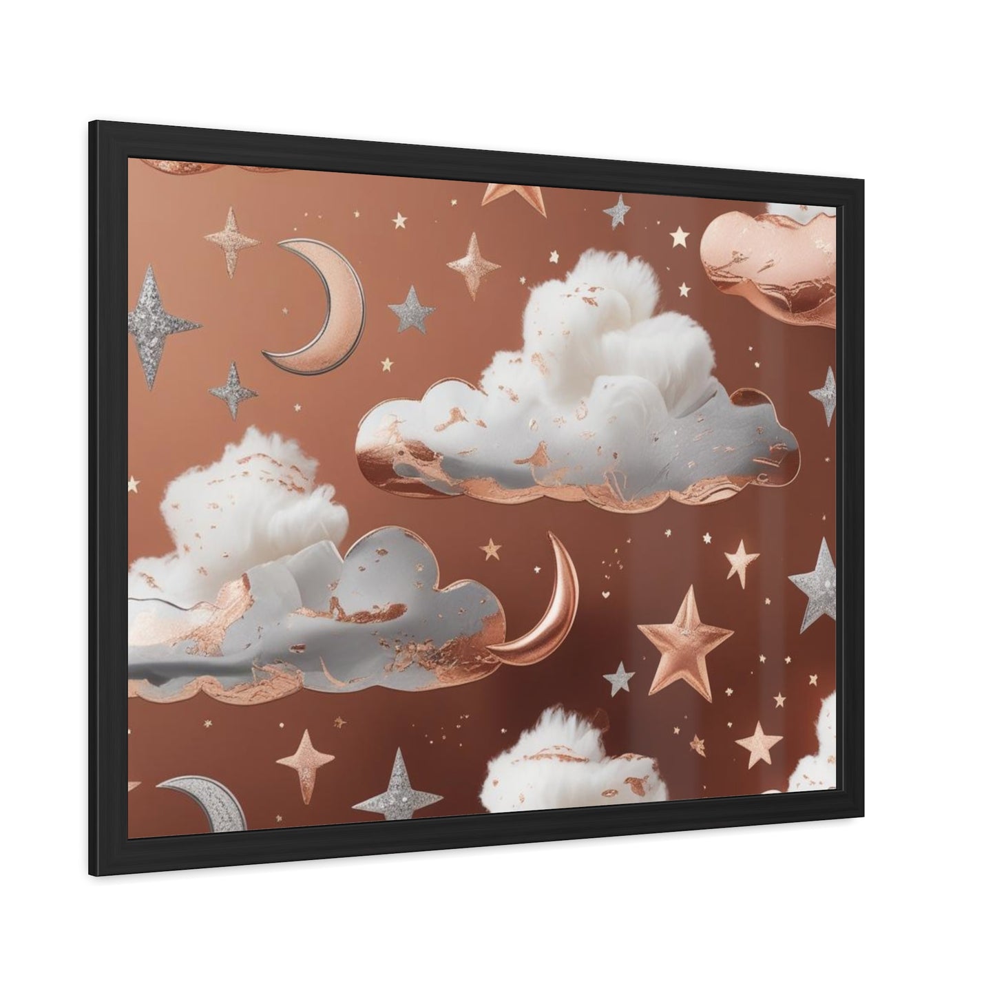 Cozy Celestial Framed Poster, Dreamy Nursery Artwor, Gift for Astronomers