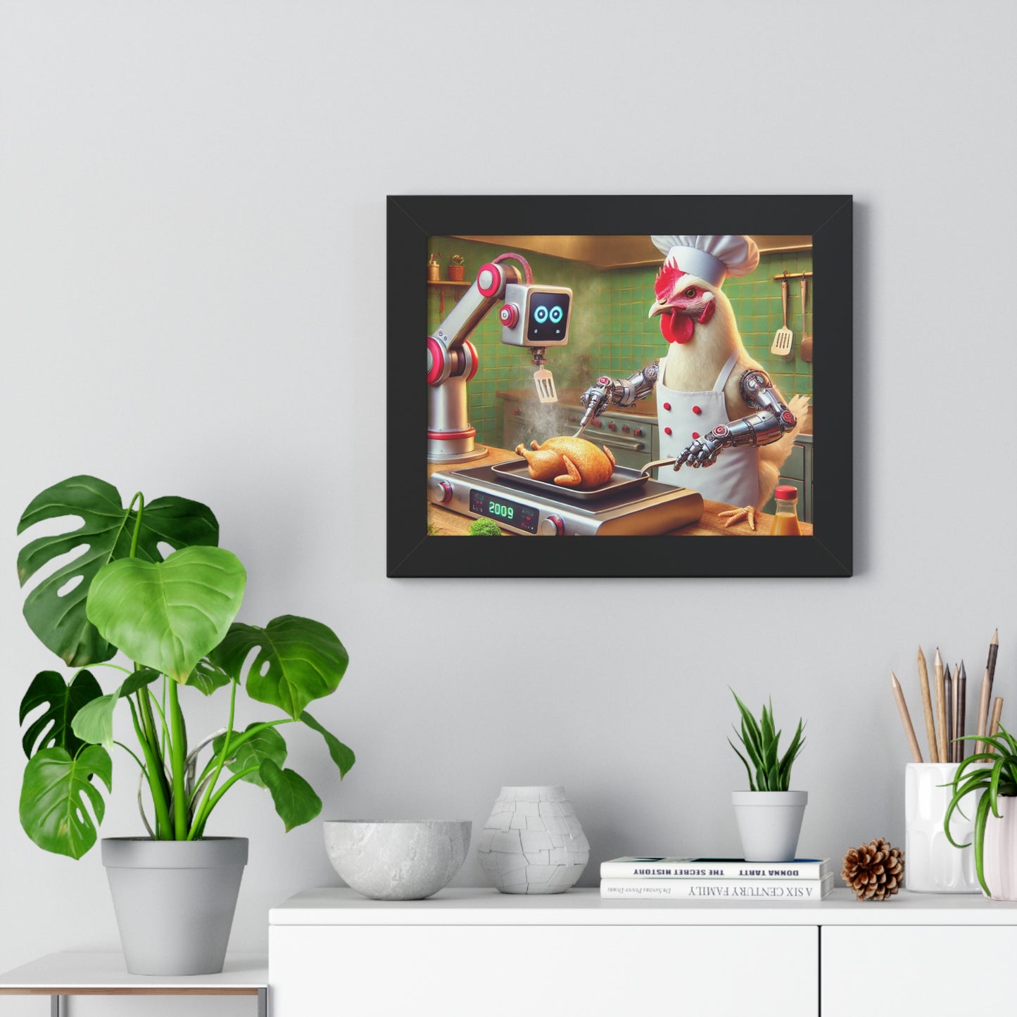 Funny Chicken Chef Framed Horizontal Poster