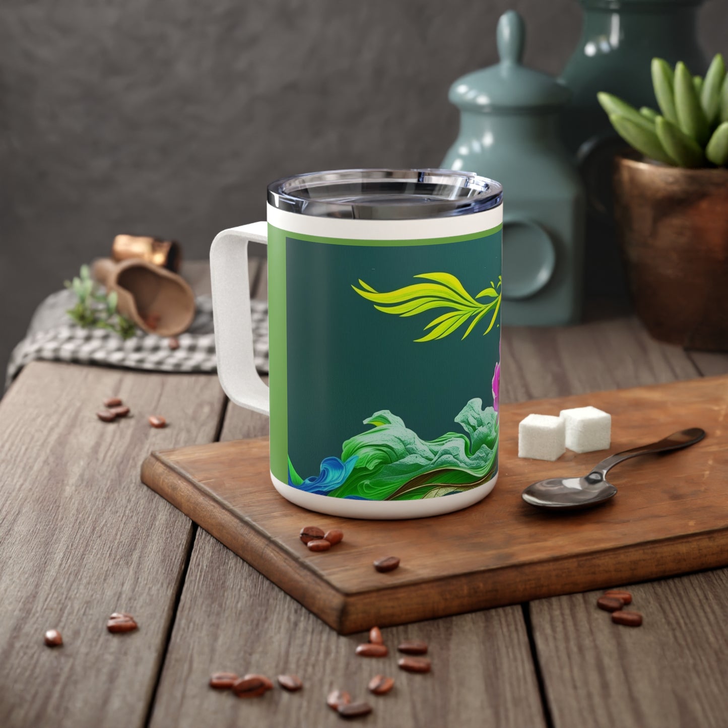 Floral Insulated Coffee Mug, 10oz