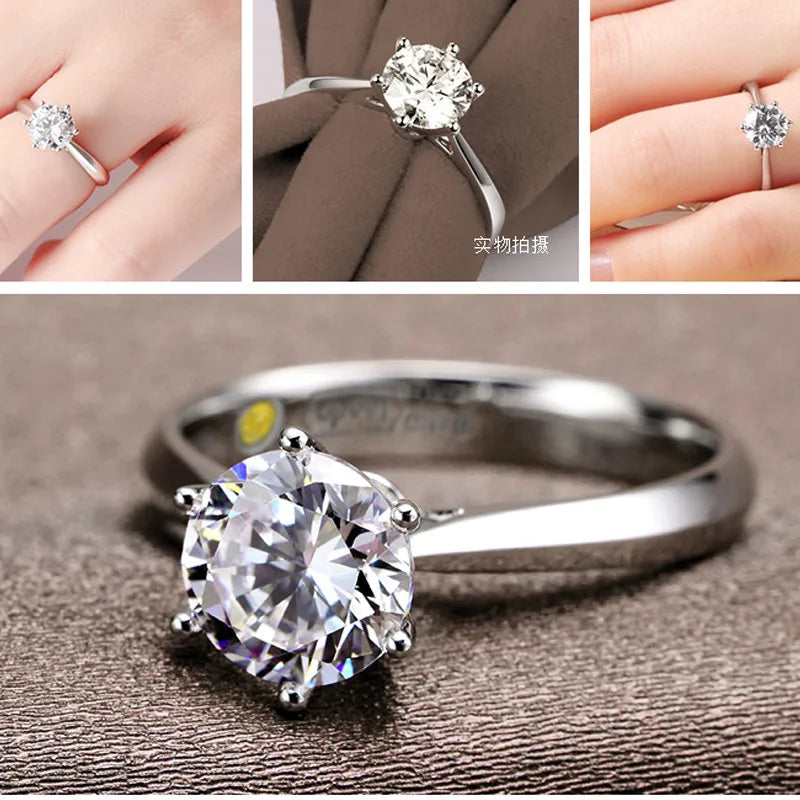 Fine Wedding Rings for Men Women Gift S925 Sterling Silver