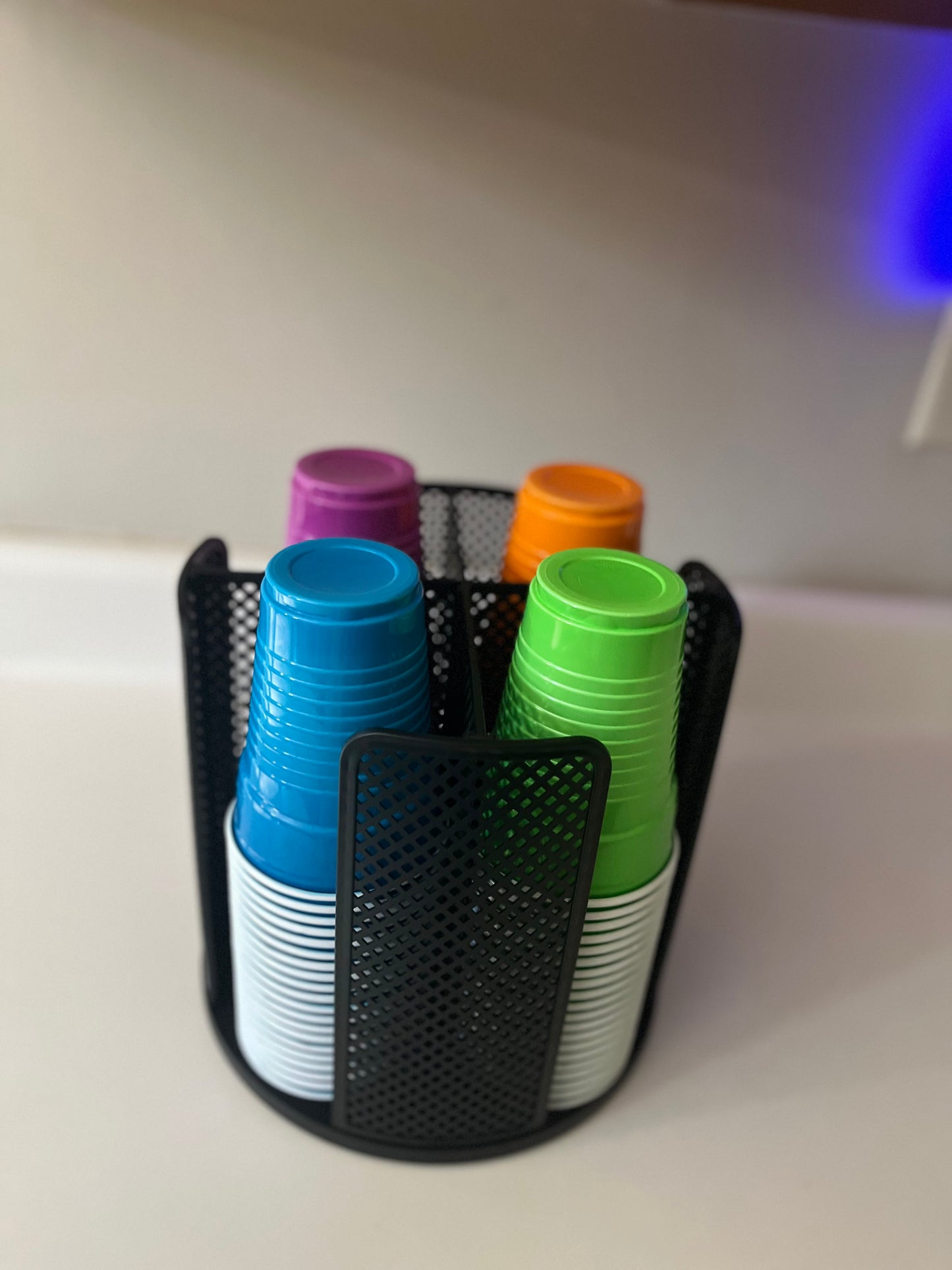 Glamate Black Rotating Desk Organizer – 5-Compartment Modern Storage Caddy with GP Logo – Multi-Purpose Holder for Office Supplies, Makeup, Pens or Tools