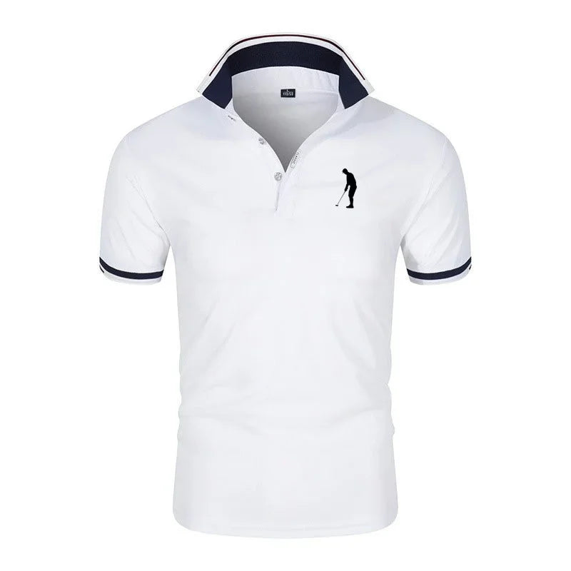 Golf T-shirt for Men Lapel Short Sleeve Breathable POLO Shirt