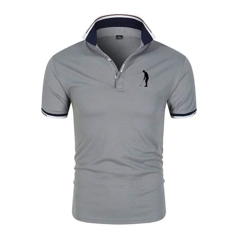 Golf T-shirt for Men Lapel Short Sleeve Breathable POLO Shirt