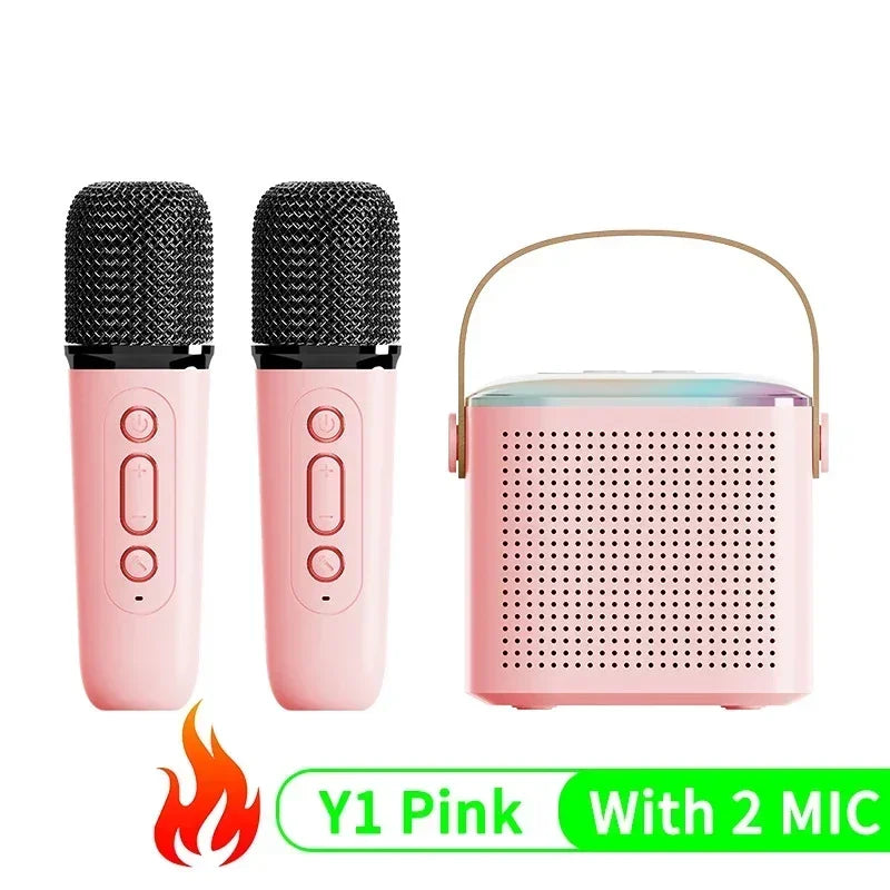 Y1 High Power Karaoke Bluetooth Speaker Portable 360 Stereo Surround Waterproof Wireless Subwoofer with Dual Microphone Boombox