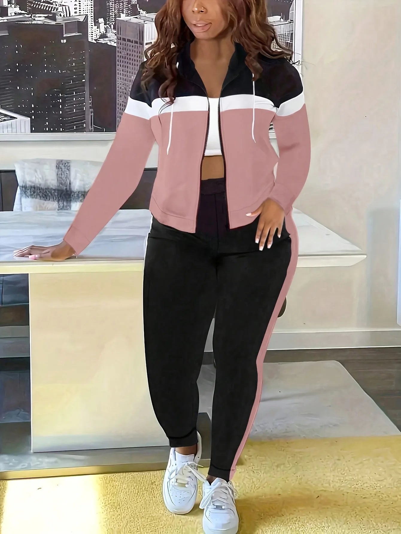 Pant Set Women Two Piece Sets Hooded Matching Sets Jogger Y2k Sweatshirts Coats Long Pants