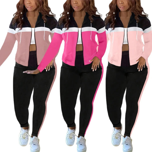 Pant Set Women Two Piece Sets Hooded Matching Sets Jogger Y2k Sweatshirts Coats Long Pants