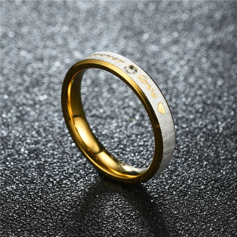 New Forever Love Couple Ring For Women Men Heart Stainless Steel Wedding