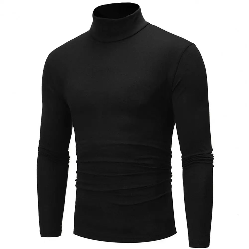 Men's Solid Color Turtleneck T Shirts Male
