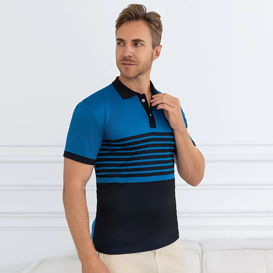 Summer Men's Striped Wild Polo Shirt Casual Fashion