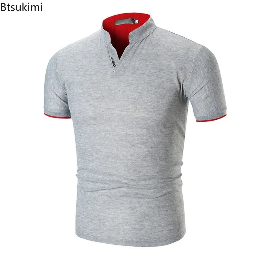 Men's Summer Casual Tee Top Shirt Short T-shirts Men Slim Solid T Shirt Men