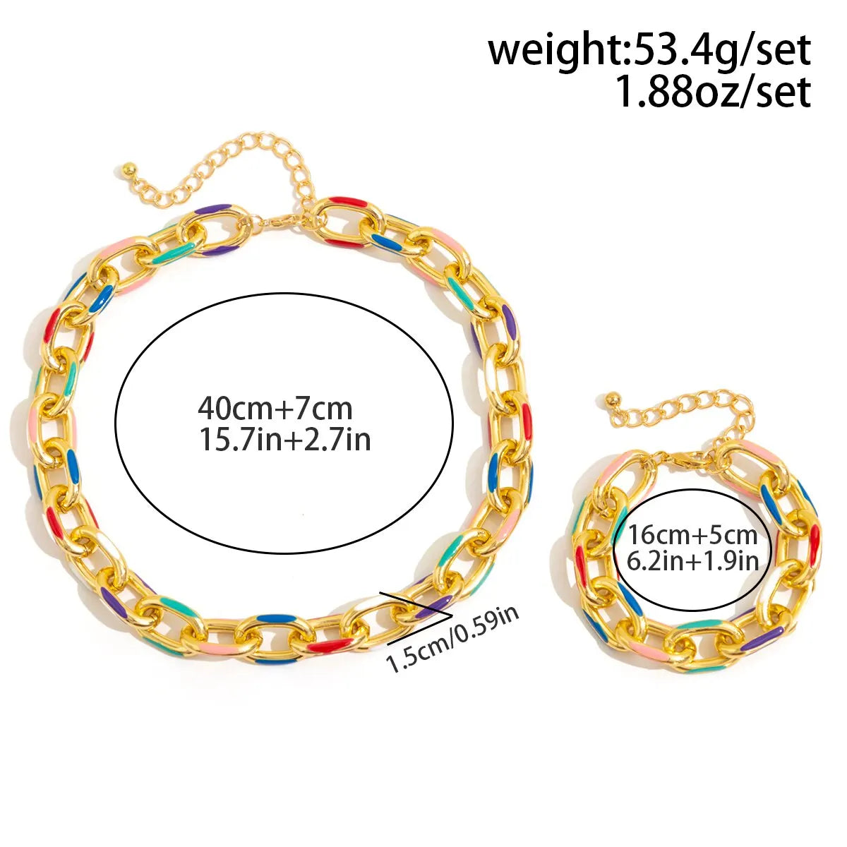 2Pcs/Set Colorful Bohemian Fashion Choker Necklace Bracelet