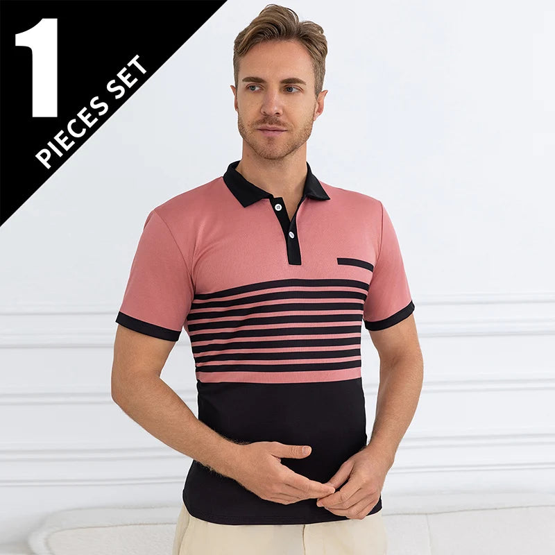 Summer Men's Striped Wild Polo Shirt Casual Fashion