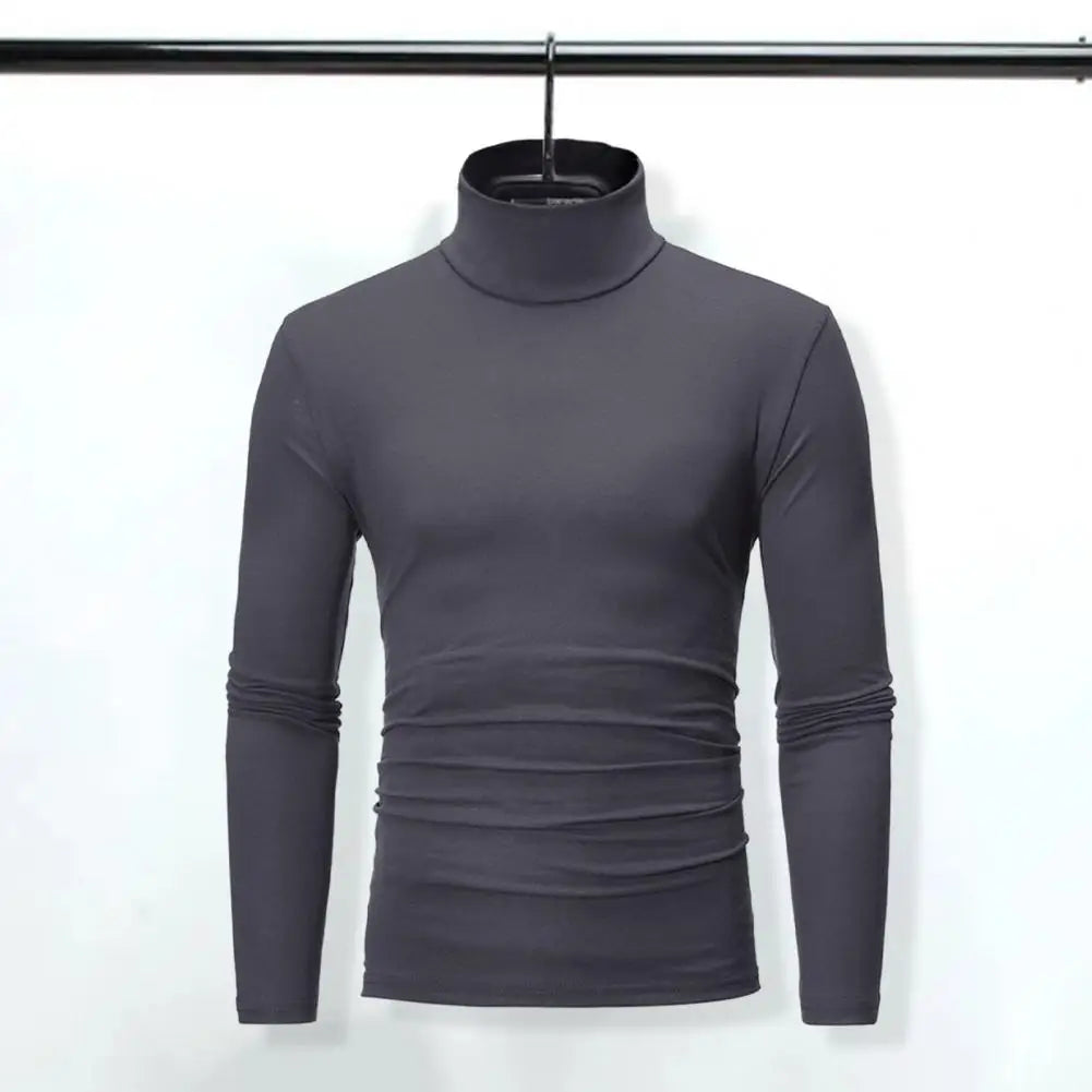 Men's Solid Color Turtleneck T Shirts Male