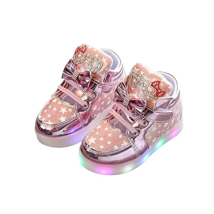 Kids LED Sneakers Girls Flash Light-up Board