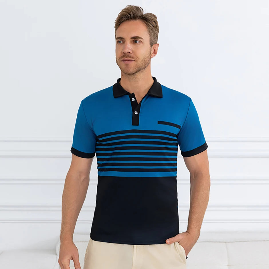 Summer Men's Striped Wild Polo Shirt Casual Fashion