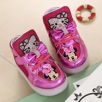 Disney Minnie girl children's sports shoes cartoon LED
