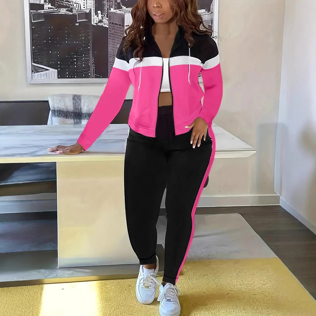 Pant Set Women Two Piece Sets Hooded Matching Sets Jogger Y2k Sweatshirts Coats Long Pants