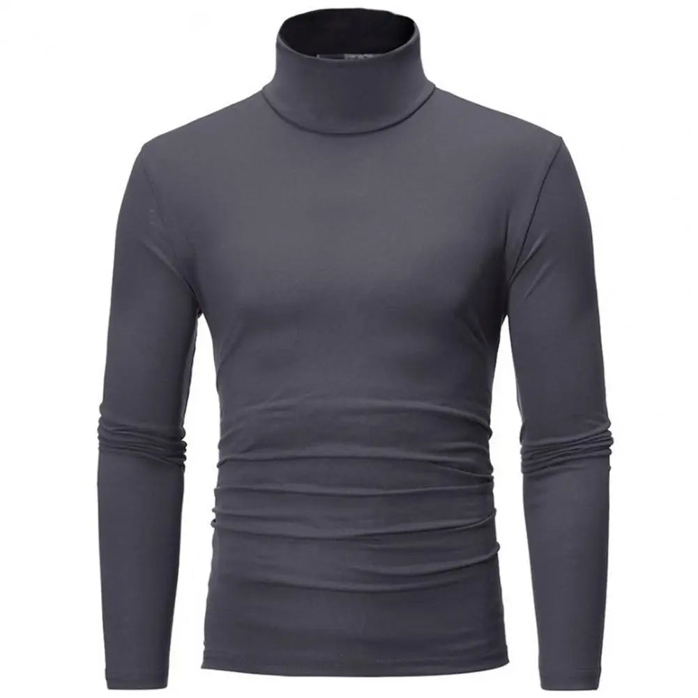 Men's Solid Color Turtleneck T Shirts Male