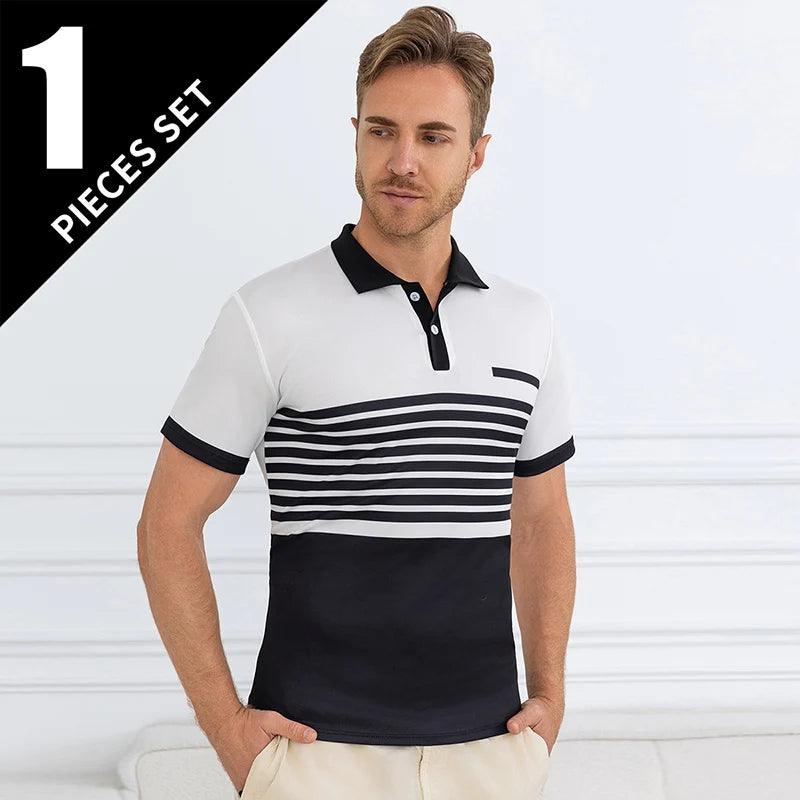 Summer Men's Striped Wild Polo Shirt Casual Fashion
