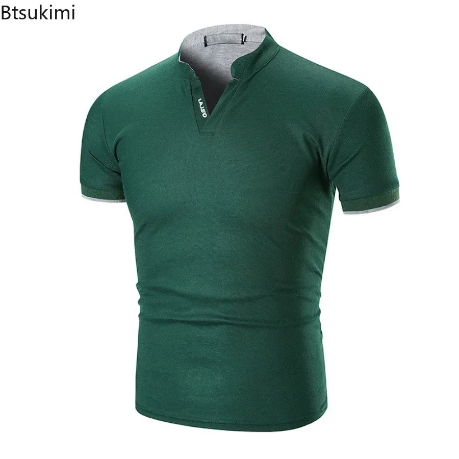 Men's Summer Casual Tee Top Shirt Short T-shirts Men Slim Solid T Shirt Men