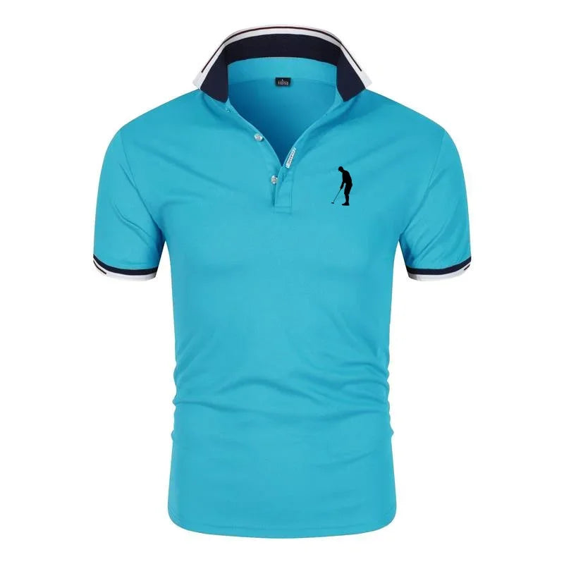 Golf T-shirt for Men Lapel Short Sleeve Breathable POLO Shirt