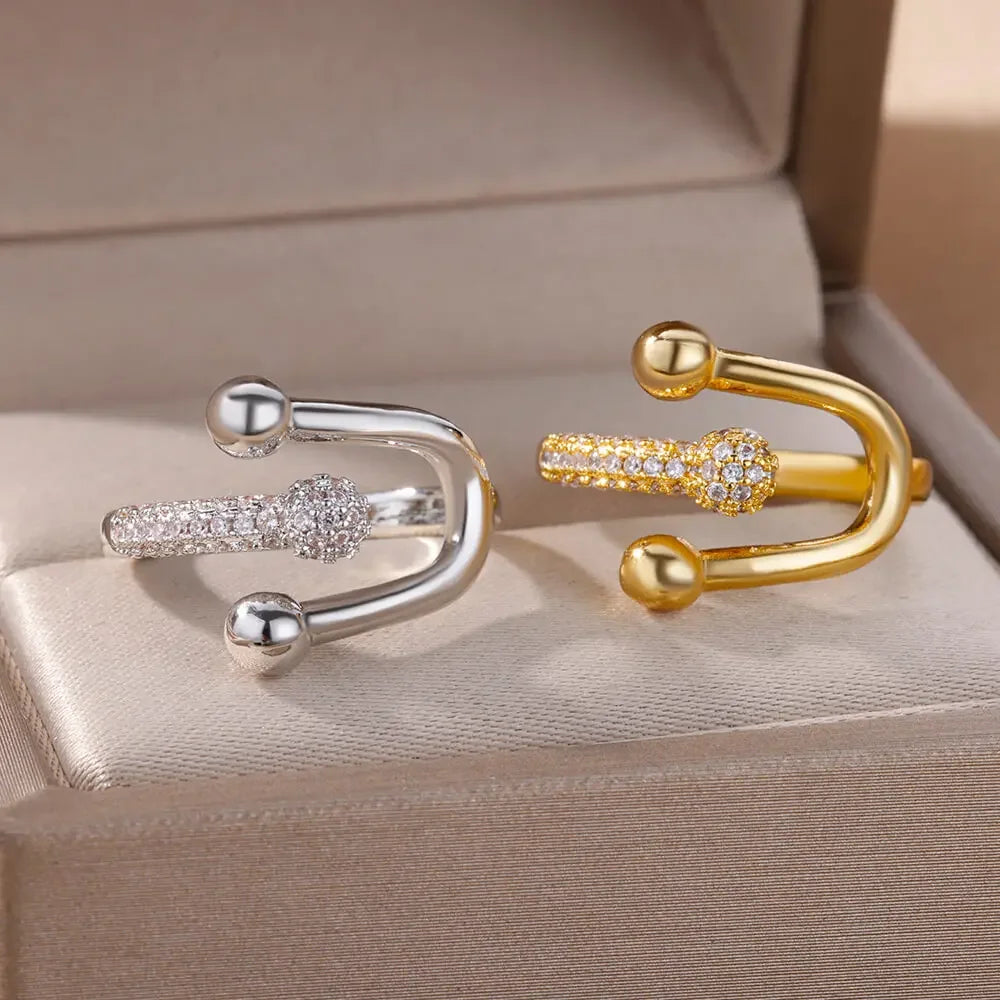 Shape Rings For Women Gold Plated Stainless Steel