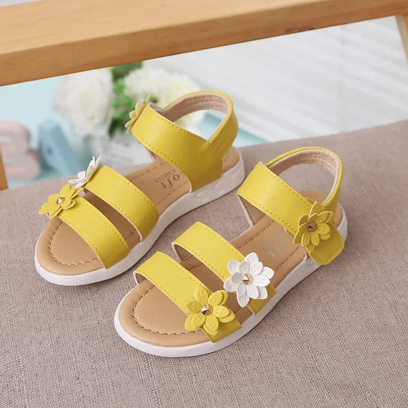 Girls Sandals Gladiator Flowers Sweet Soft Children Beach Shoes Kids