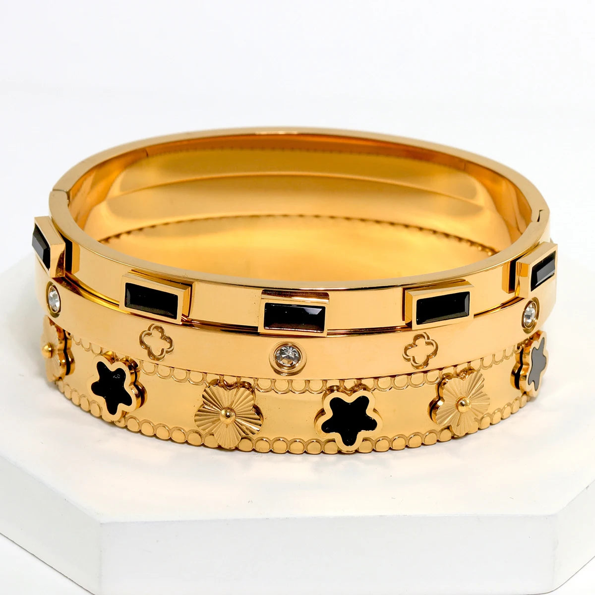 3pcs/Set European And American Fashion Stainless Steel Bracelet For Women