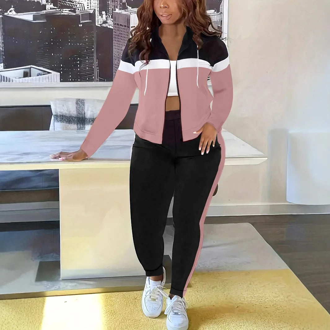 Pant Set Women Two Piece Sets Hooded Matching Sets Jogger Y2k Sweatshirts Coats Long Pants