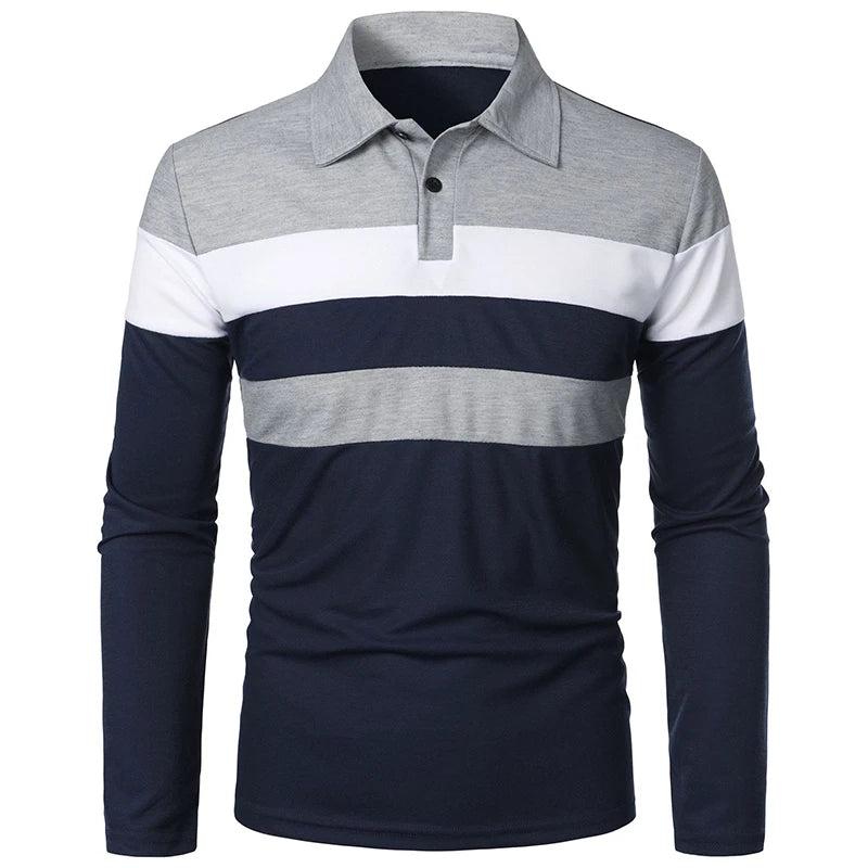 New Men Long Sleeve Tshirt Splicing Polos Tee