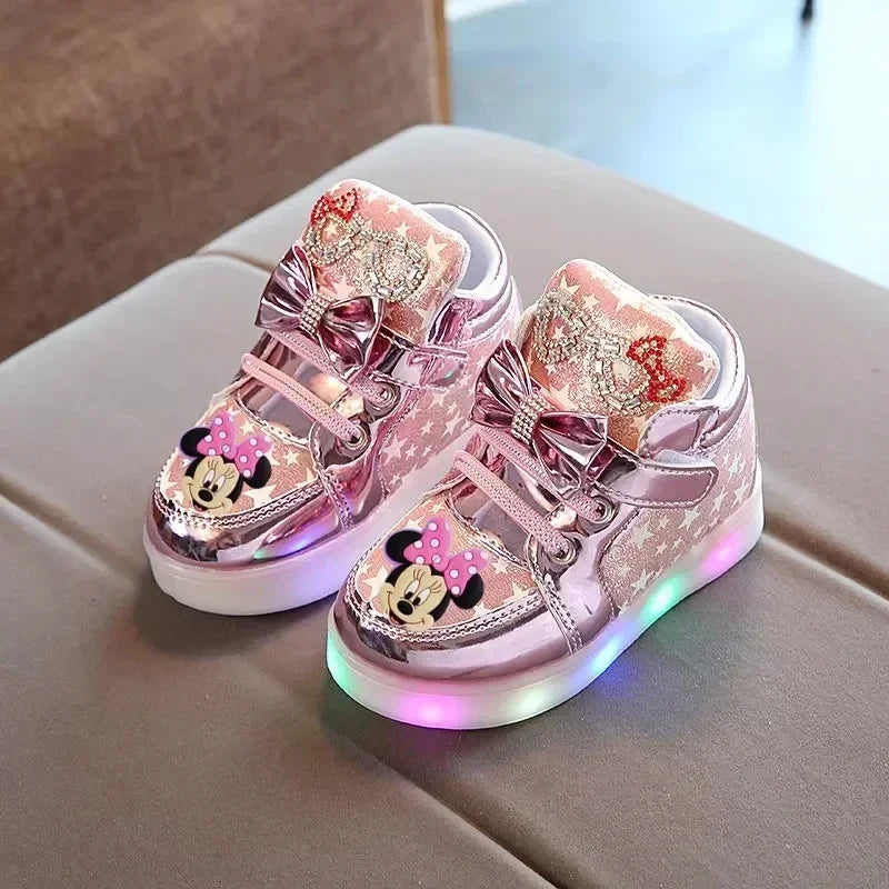 Disney Minnie girl children's sports shoes cartoon LED