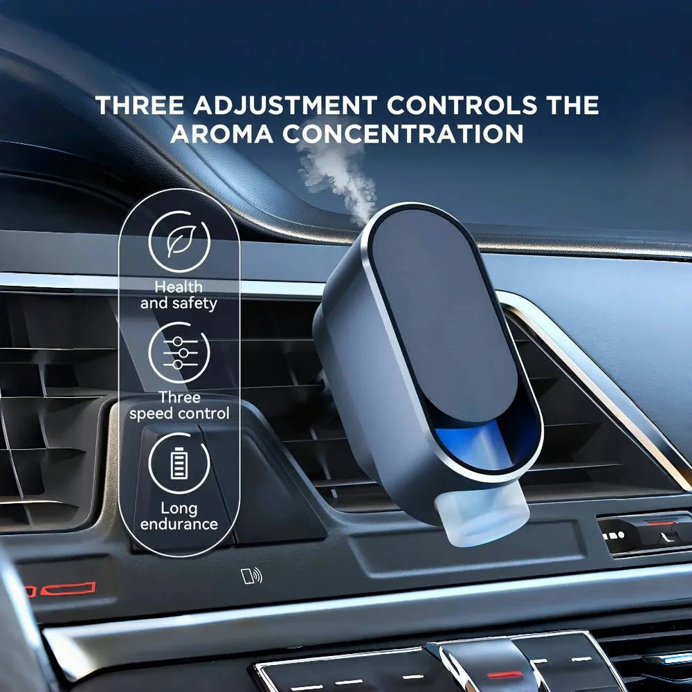 The on-board smart aroma diffuser turns on automatically when the car starts, including four different bottles of sesame oil