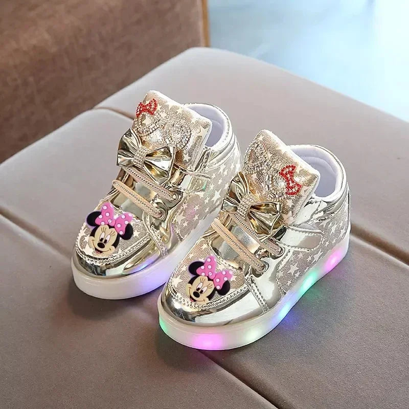 Disney Minnie girl children's sports shoes cartoon LED
