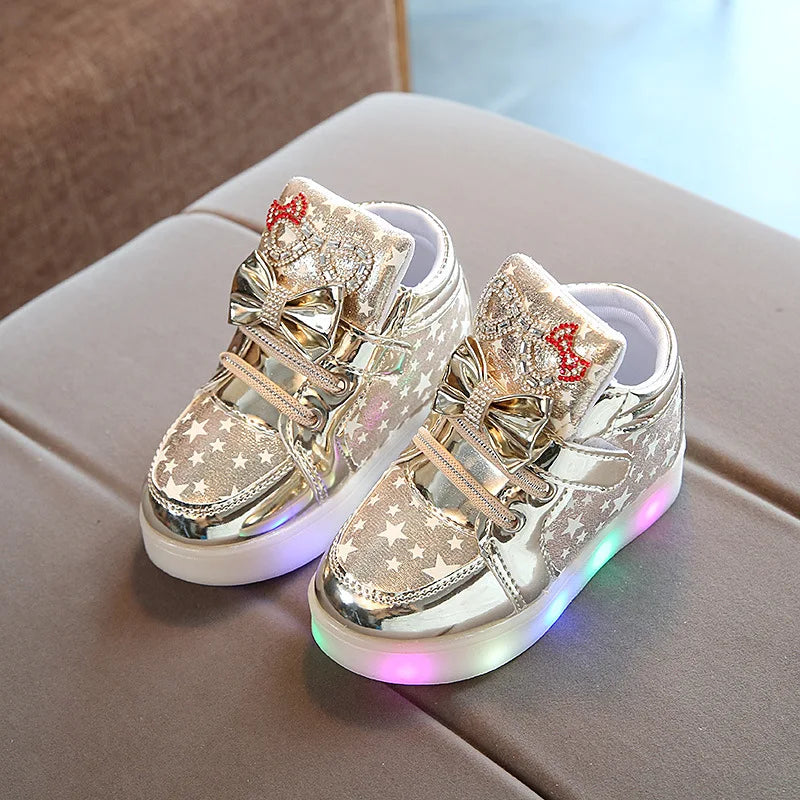 Kids LED Sneakers Girls Flash Light-up Board