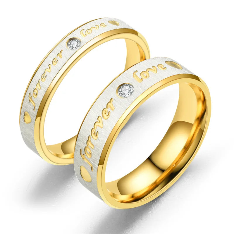 New Forever Love Couple Ring For Women Men Heart Stainless Steel Wedding