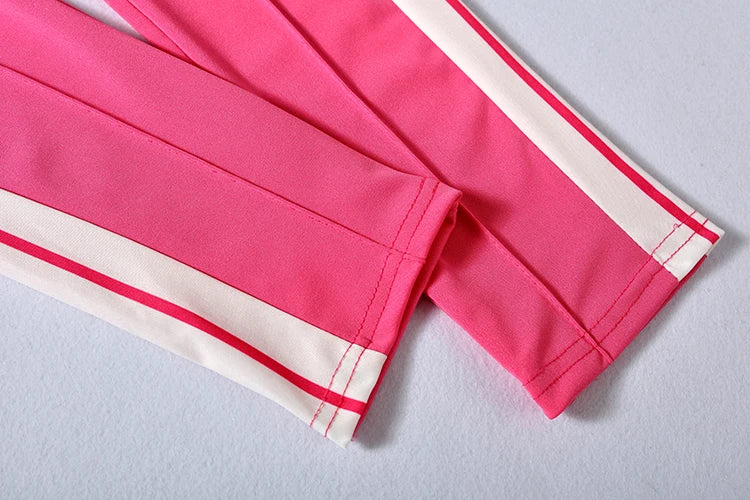 2024 European and American Women's Fashion Letter Embroidered Zipper Sports Two-piece Set