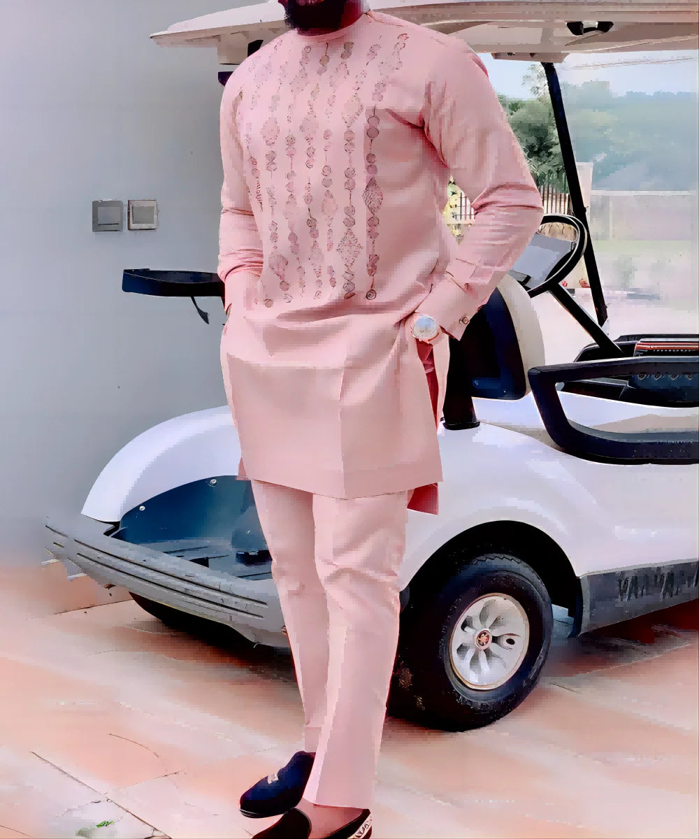 New Dashiki African ethnic men long sleeve T-shirt trousers suit S-2XL