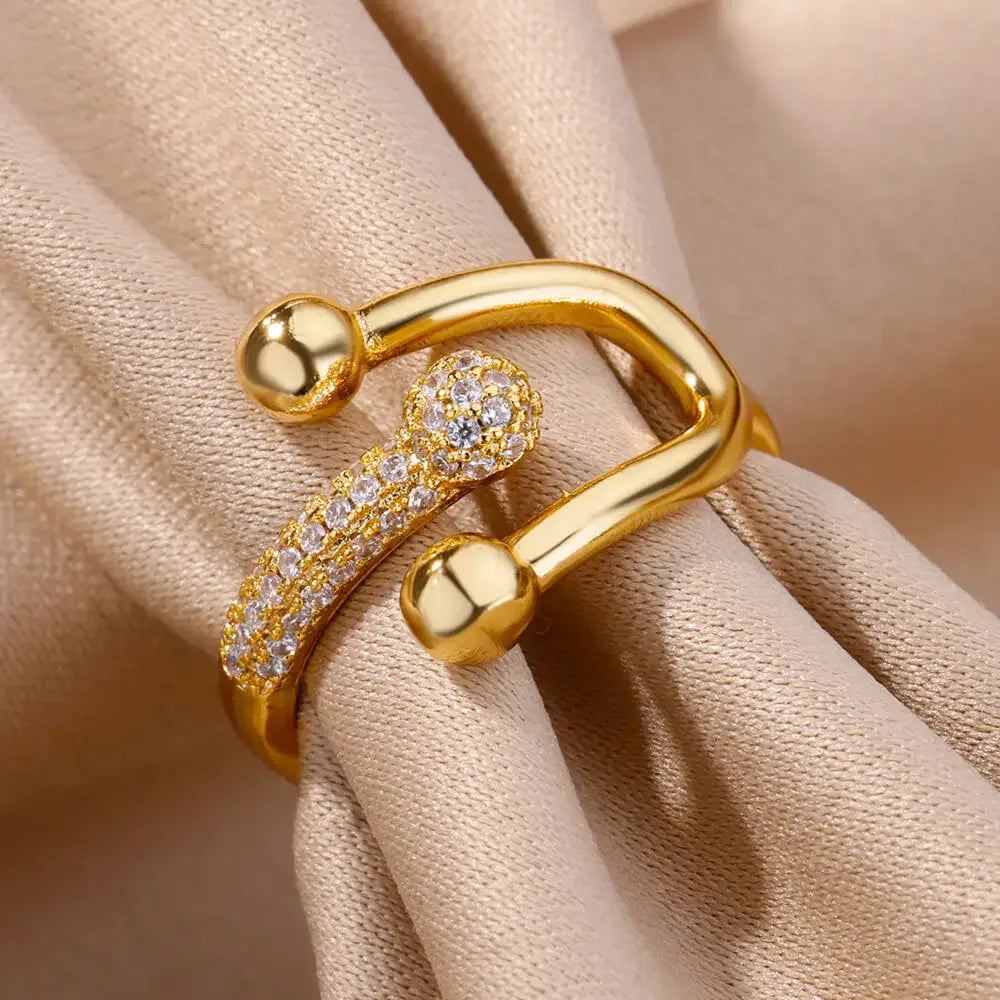 Shape Rings For Women Gold Plated Stainless Steel