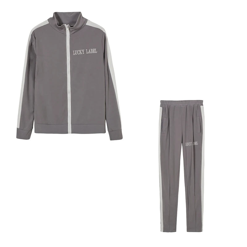 2024 European and American Women's Fashion Letter Embroidered Zipper Sports Two-piece Set