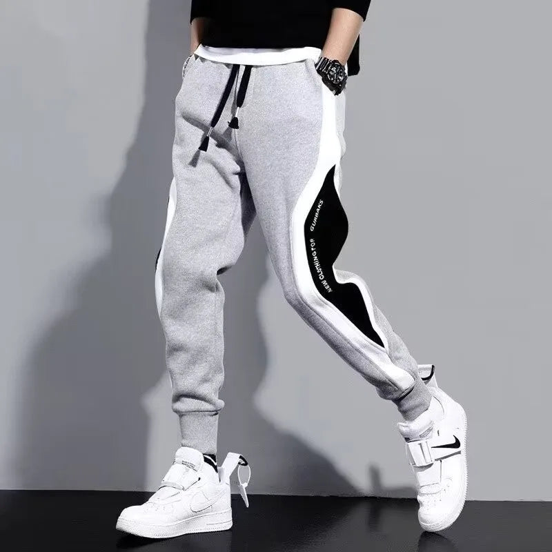 Men Black Pants Hip Hop Drawstring Jogger Fashion
