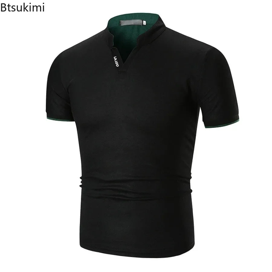 Men's Summer Casual Tee Top Shirt Short T-shirts Men Slim Solid T Shirt Men