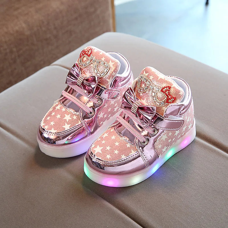 Kids LED Sneakers Girls Flash Light-up Board