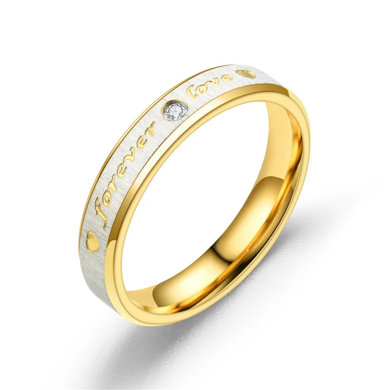 New Forever Love Couple Ring For Women Men Heart Stainless Steel Wedding