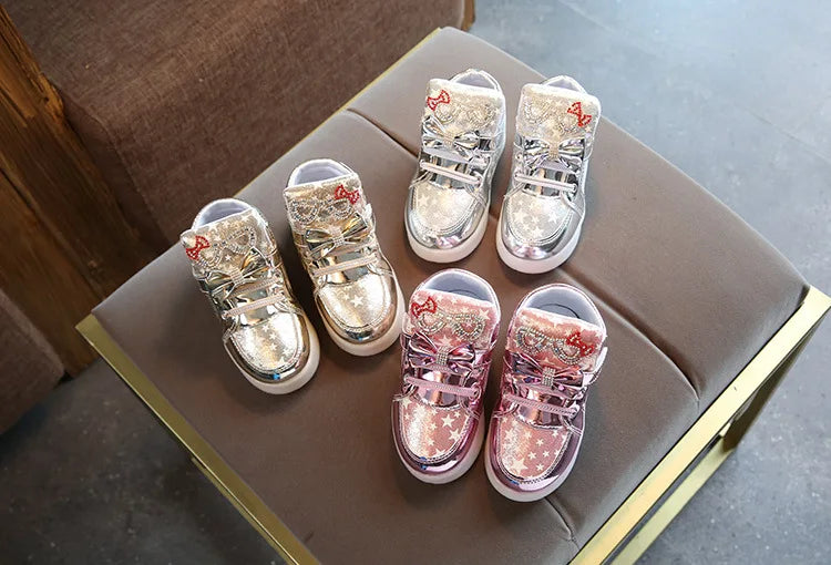 Kids LED Sneakers Girls Flash Light-up Board