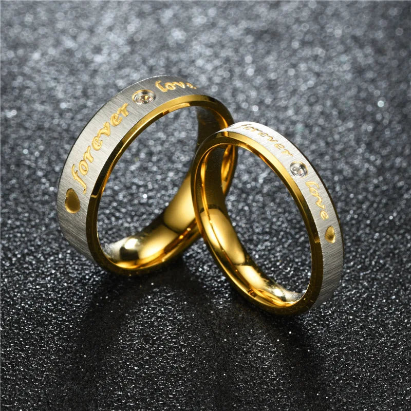 New Forever Love Couple Ring For Women Men Heart Stainless Steel Wedding