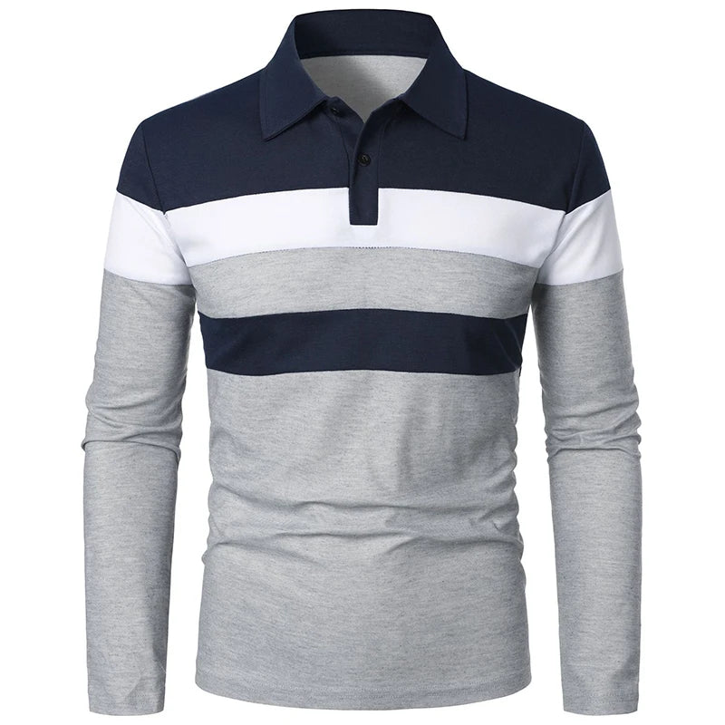 New Men Long Sleeve Tshirt Splicing Polos Tee