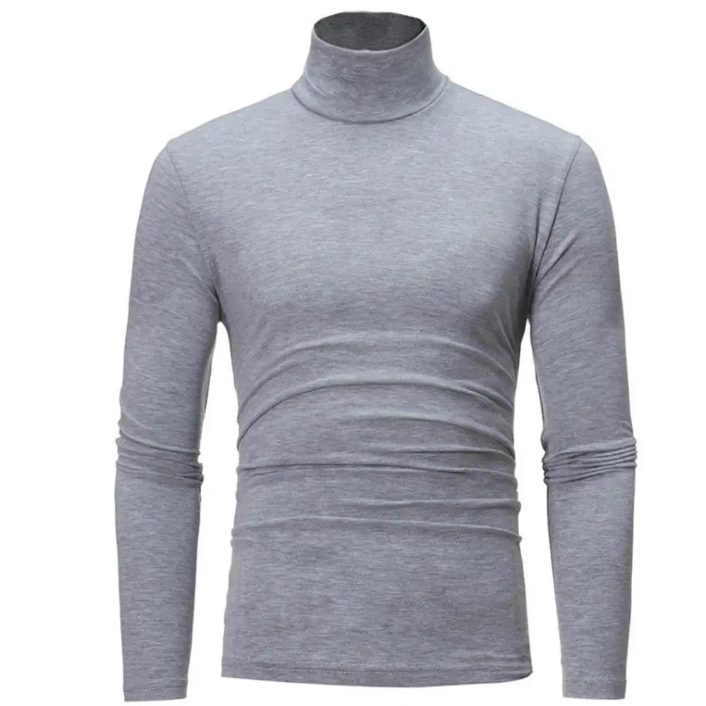 Men's Solid Color Turtleneck T Shirts Male