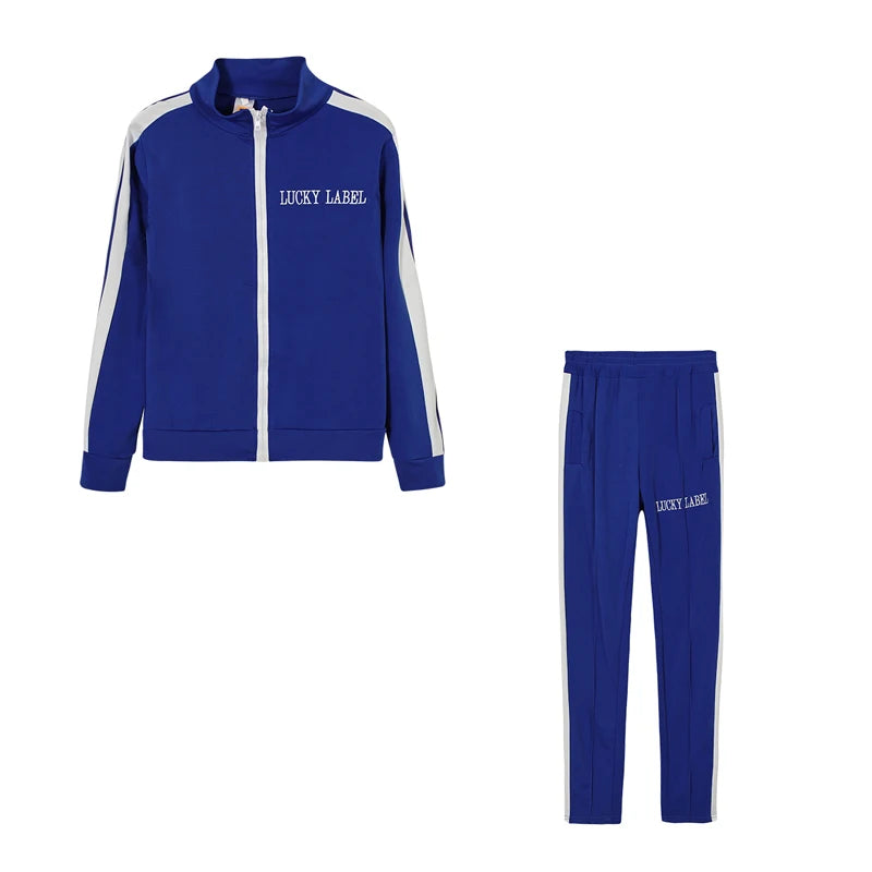 2024 European and American Women's Fashion Letter Embroidered Zipper Sports Two-piece Set